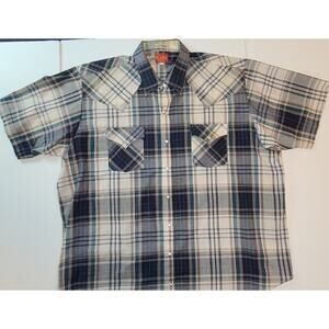 Vintage Ely Cattleman Plains Big Man Western Short Sleeve Shirt Pearl Snap 2XL